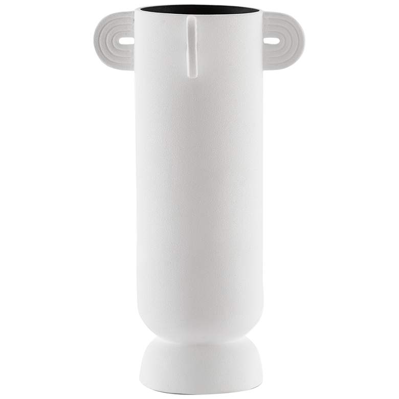 Image 1 Happy 40 13 3/4" High White Ceramic Tube Decorative Vase