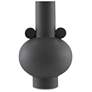 Happy 40 13" High Black Ceramic Round Decorative Vase