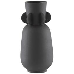 Happy 40 13&quot; High Black Ceramic Wings Decorative Vase