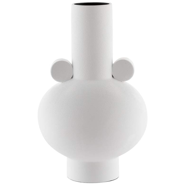 Image 1 Happy 40 13" High White Ceramic Round Decorative Vase