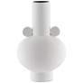 Happy 40 13" High White Ceramic Round Decorative Vase