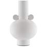 Happy 40 13" High White Ceramic Round Decorative Vase
