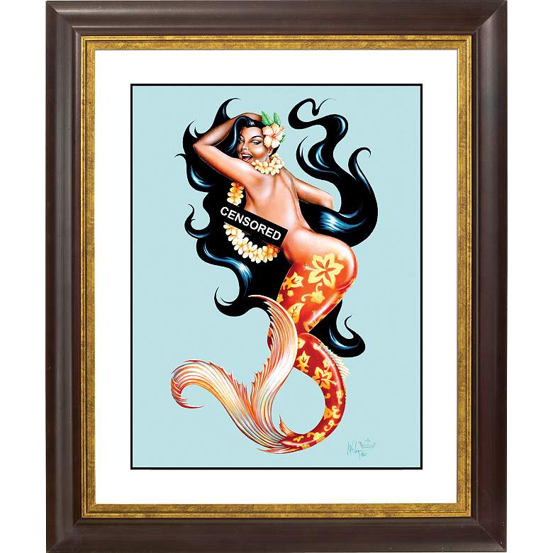 Image 1 Happy As A Clam Pink Gold Bronze Frame 20 inch High Wall Art