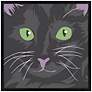 Happy Cat 21" Square Black Giclee Wall Art