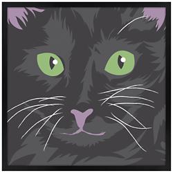 Happy Cat 26&quot; Square Black Giclee Wall Art