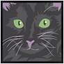 Happy Cat 31" Square Black Giclee Wall Art