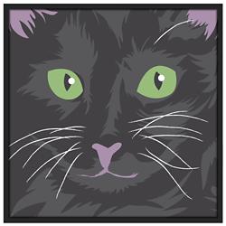 Happy Cat 37&quot; Square Black Giclee Wall Art