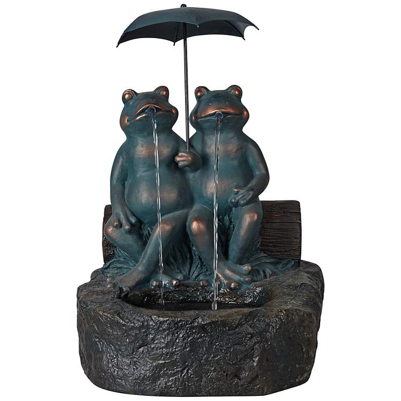 Image 1 Happy Frogs Faux Stone and Bronze Garden Fountain