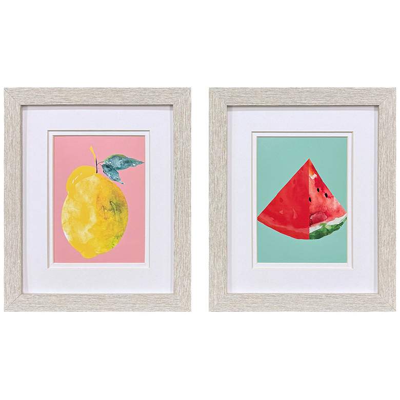 Image 1 Happy Fruit I 9"W x 11"H Contemporary Framed Art Set of 2