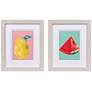 1_Happy Fruit I 9"W x 11"H Contemporary Framed Art Set of 2