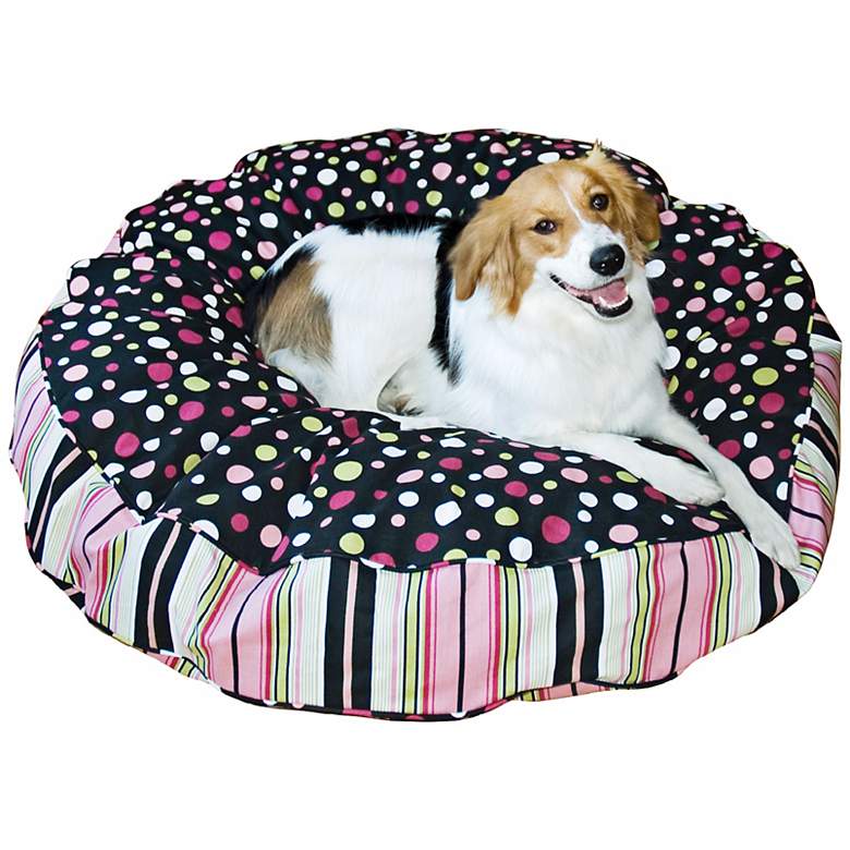 Image 1 Happy Hounds Scout Deluxe Black and Pink Large Round Dog Bed