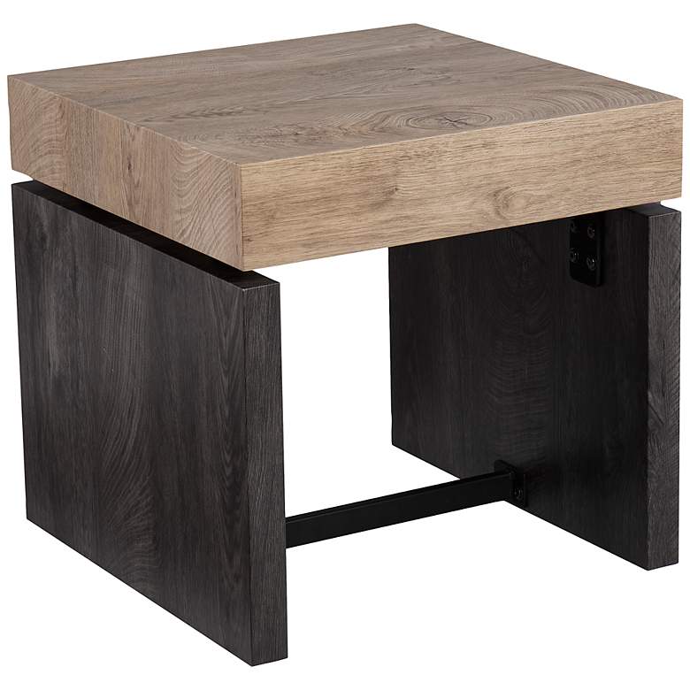 Image 2 Hapsford 19 3/4 inchW Brown Wood Black Metal Square End Table