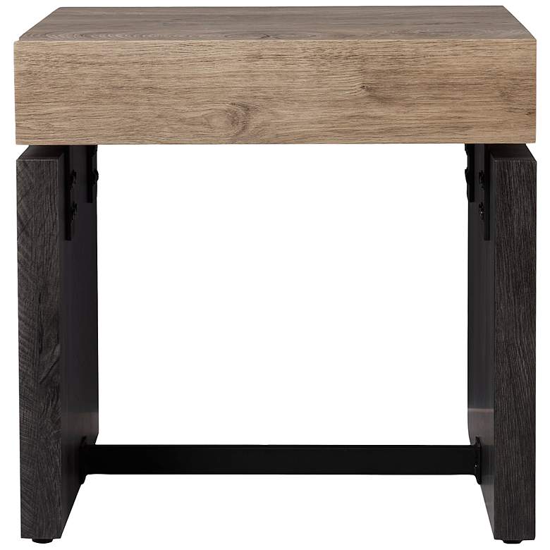 Image 5 Hapsford 19 3/4"W Brown Wood Black Metal Square End Table more views