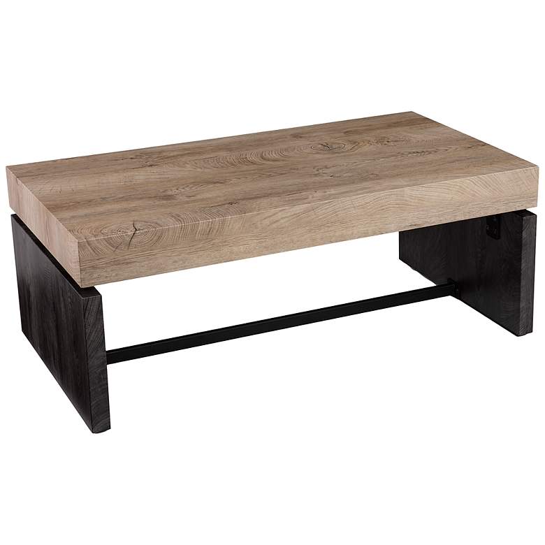 Image 2 Hapsford 43 1/2" Wide Natural Black Wood Cocktail Table