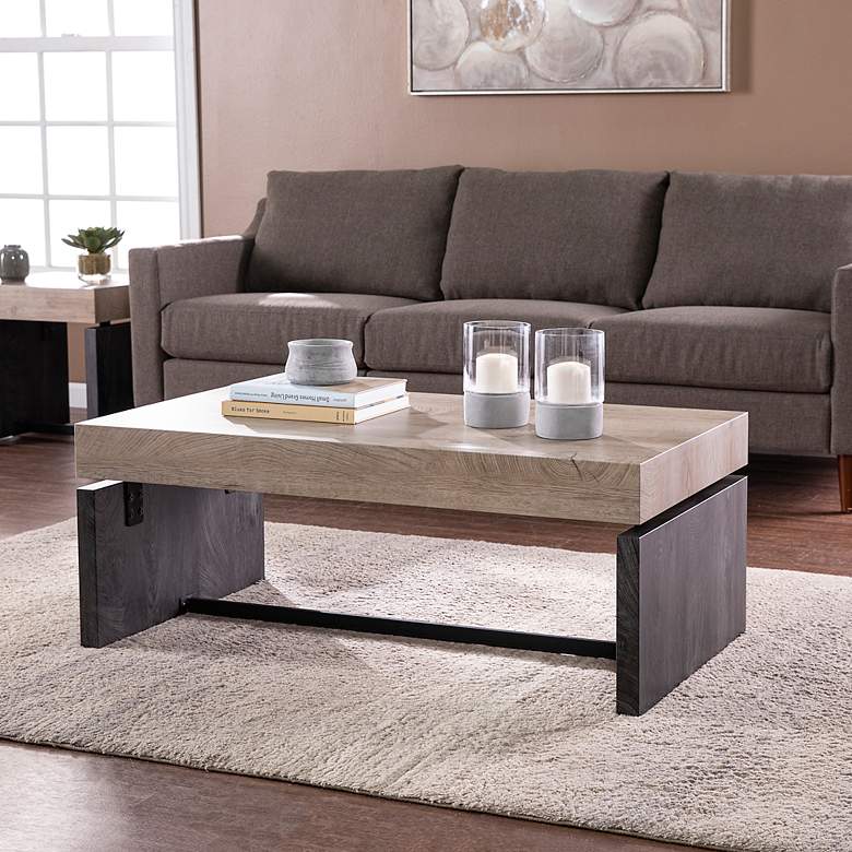 Image 1 Hapsford 43 1/2" Wide Natural Black Wood Cocktail Table