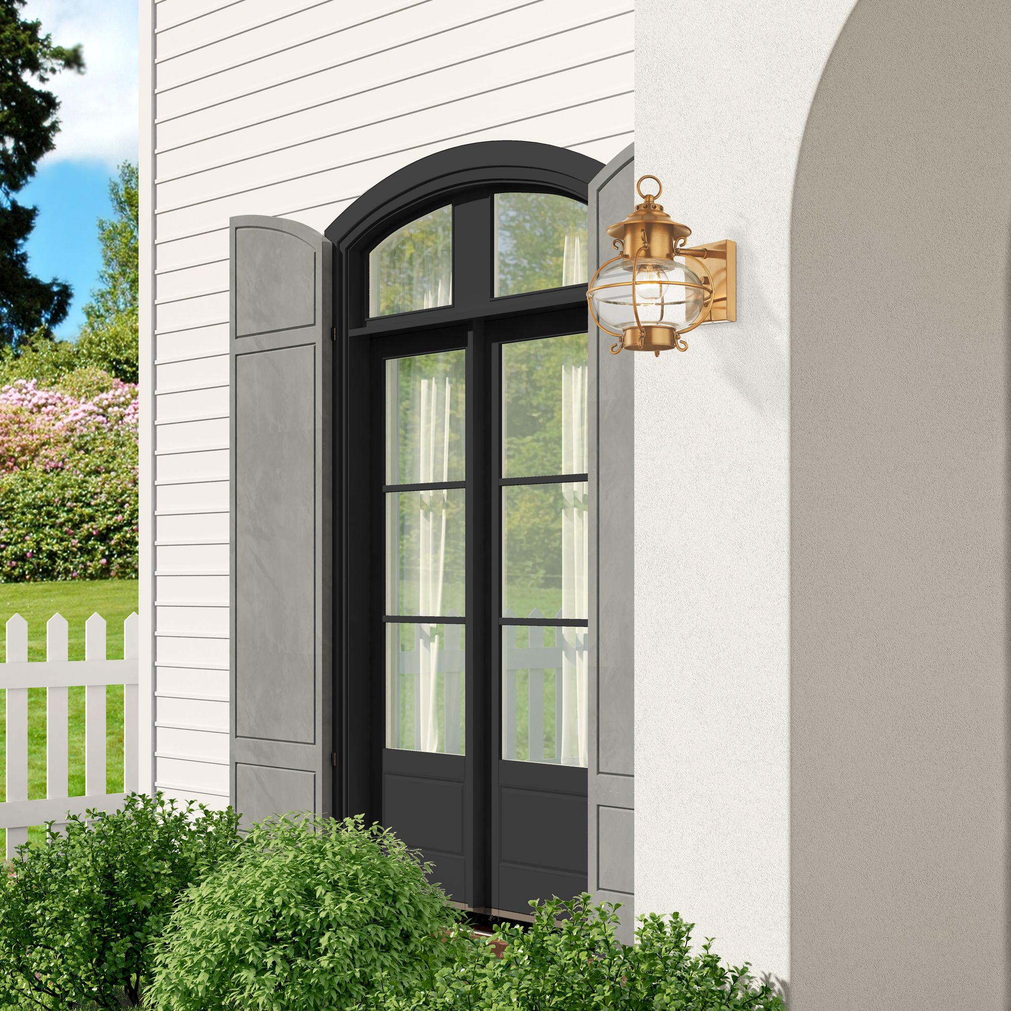 Image 3 Harbor 11.25-in H Flemish Brass Medium Base (E-26) Outdoor Wall Light more views