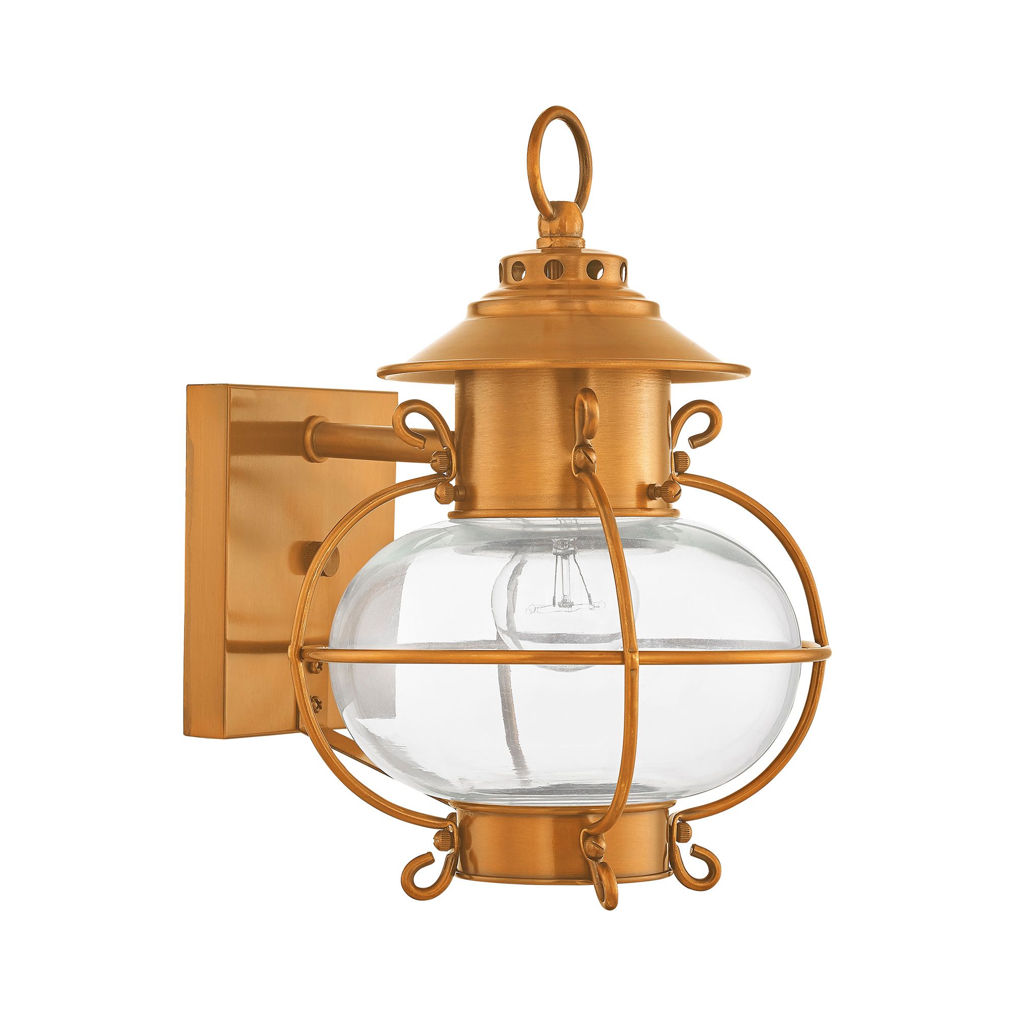 Image 4 Harbor 11.25-in H Flemish Brass Medium Base (E-26) Outdoor Wall Light more views