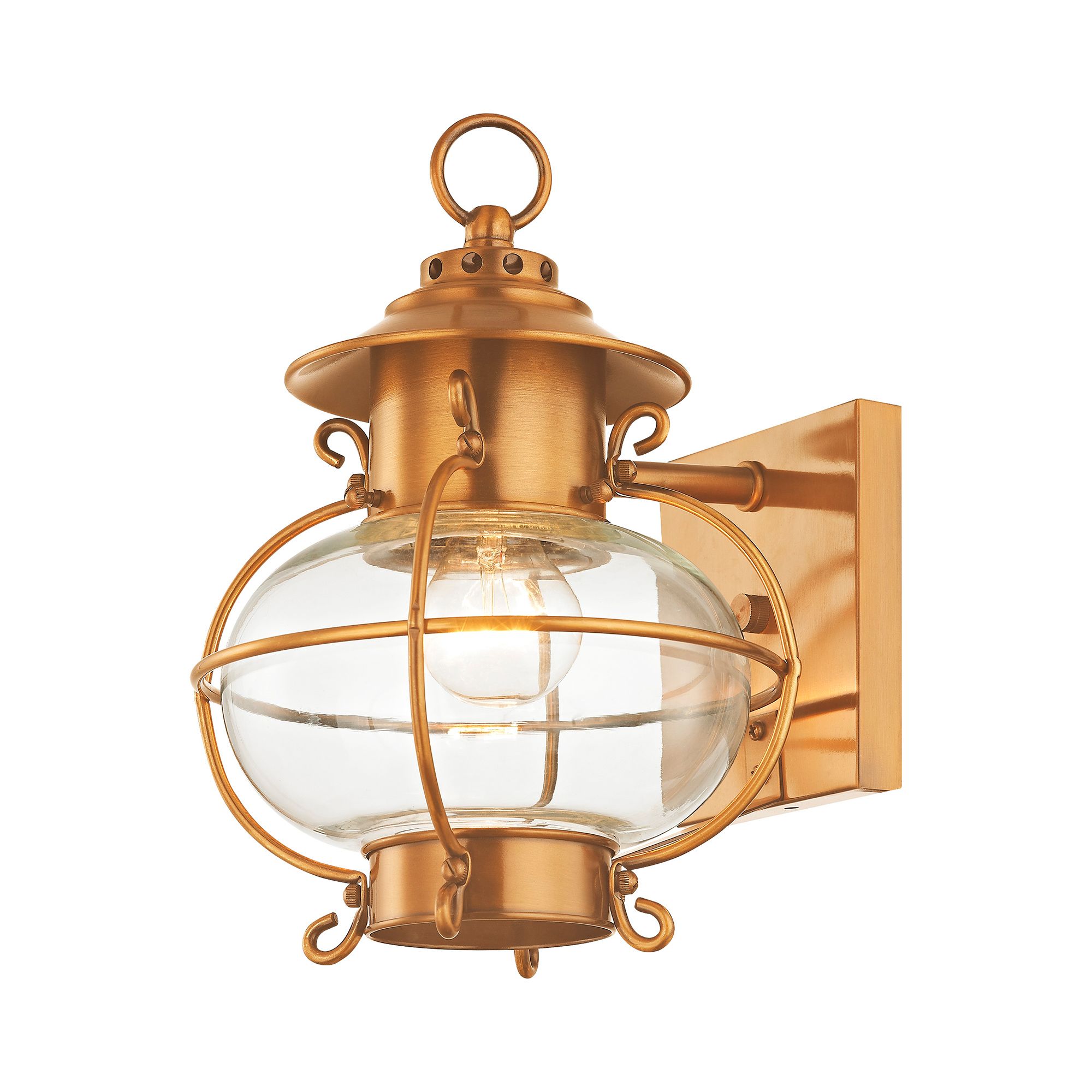 Harbor 11.25-in H Flemish Brass Medium Base (E-26) Outdoor Wall Light