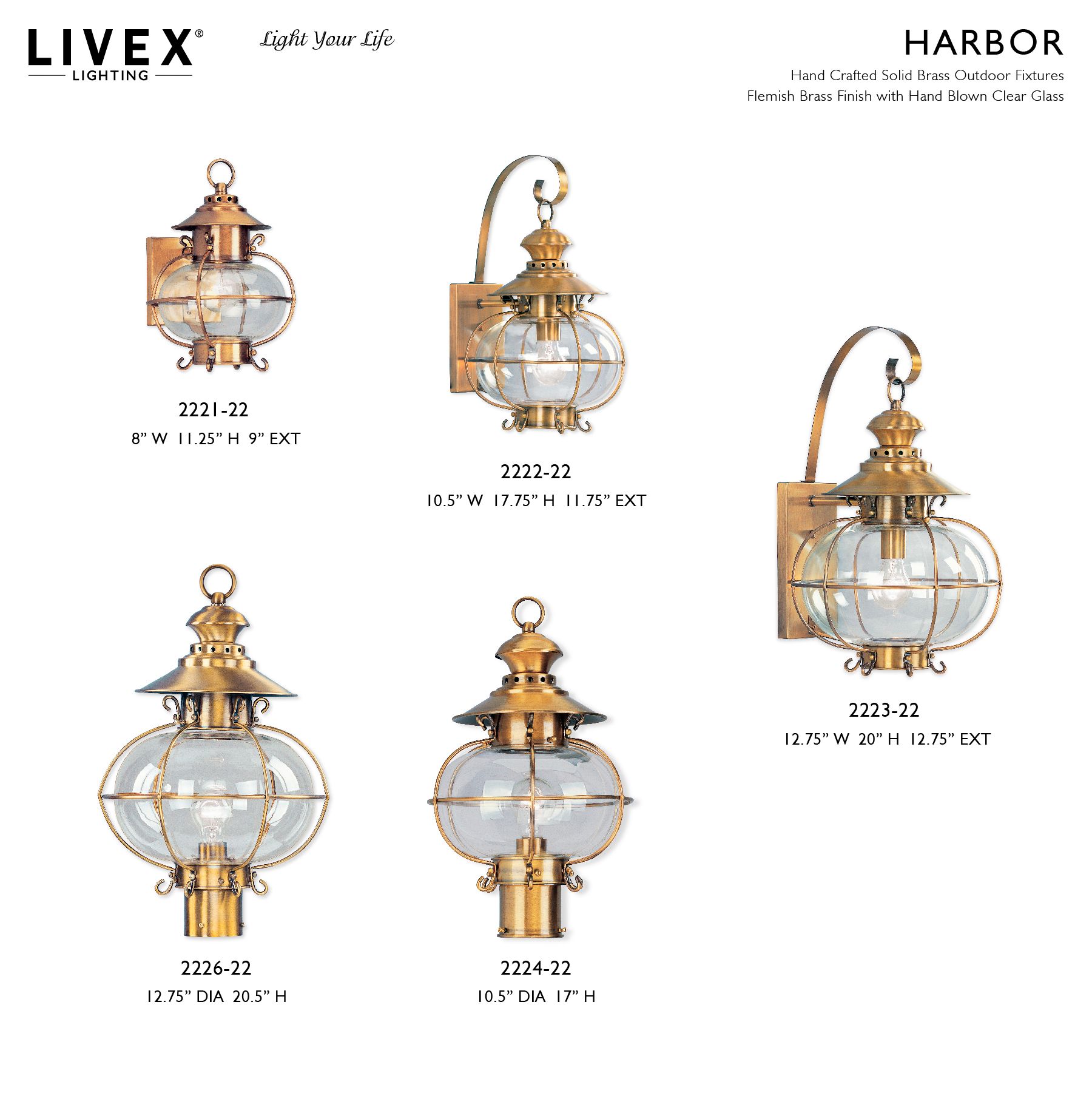 Harbor 11.25-in H Flemish Brass Medium Base (E-26) Outdoor Wall Light