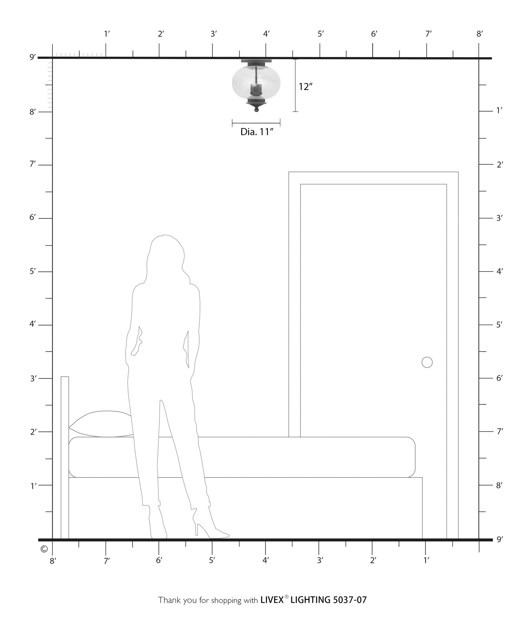 Harbor 11-in W Bronze Flush Mount Light