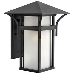 Harbor 16 1/4" High Satin Black Outdoor Lantern Wall Light