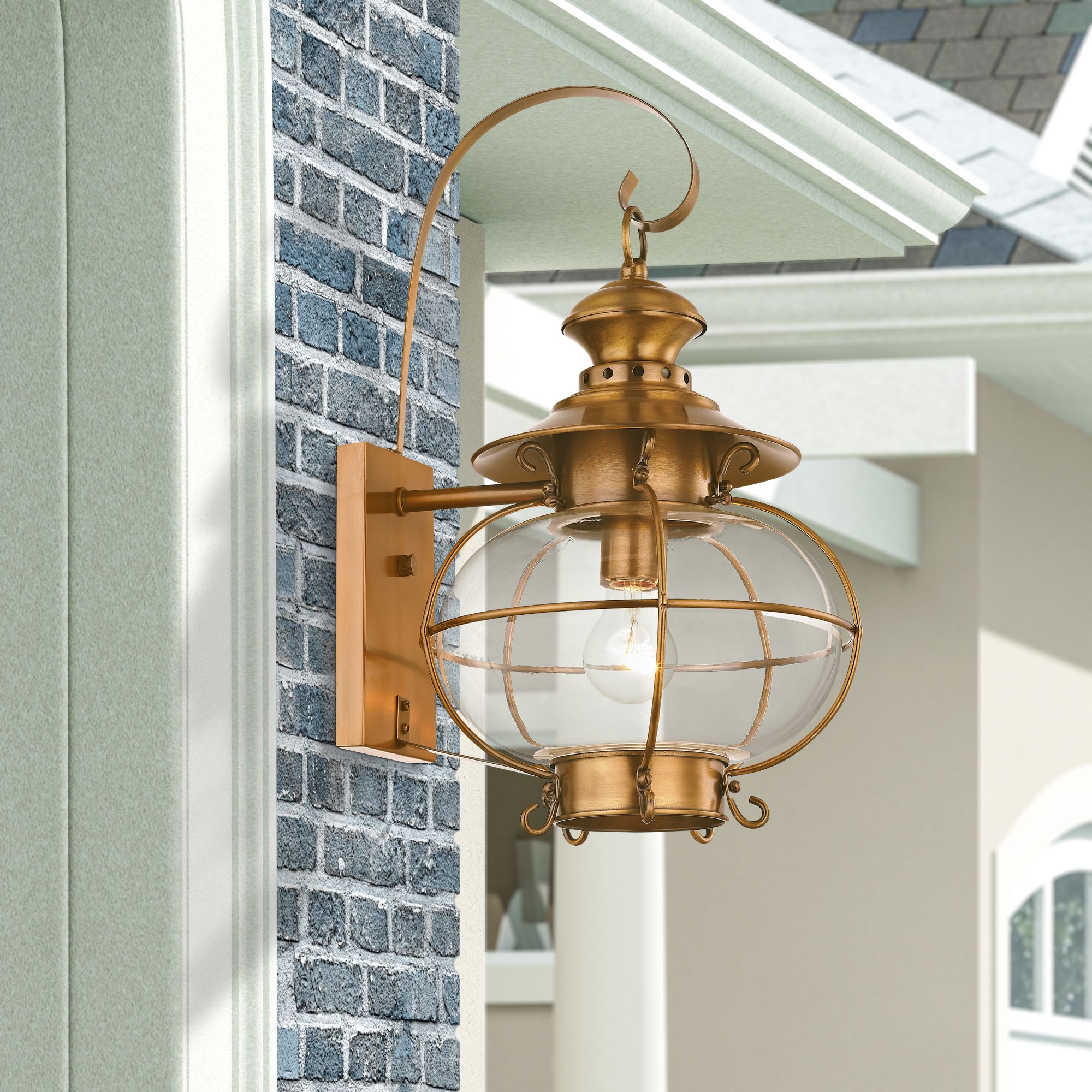 Harbor 17 3/4" High Flemish Brass Outdoor Wall Light in scene