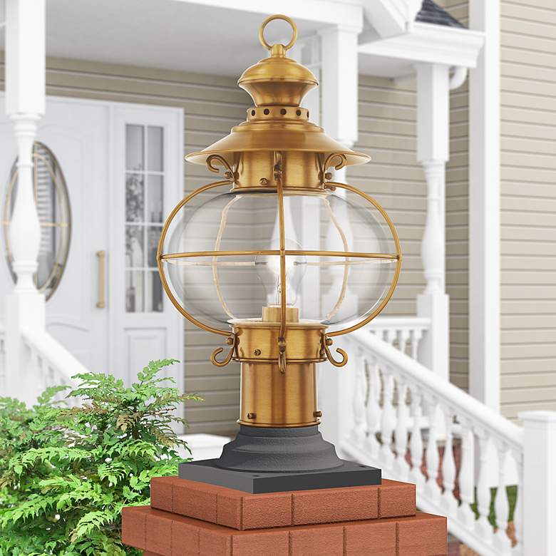 Image 1 Harbor 17" High Flemish Brass Outdoor Post Light