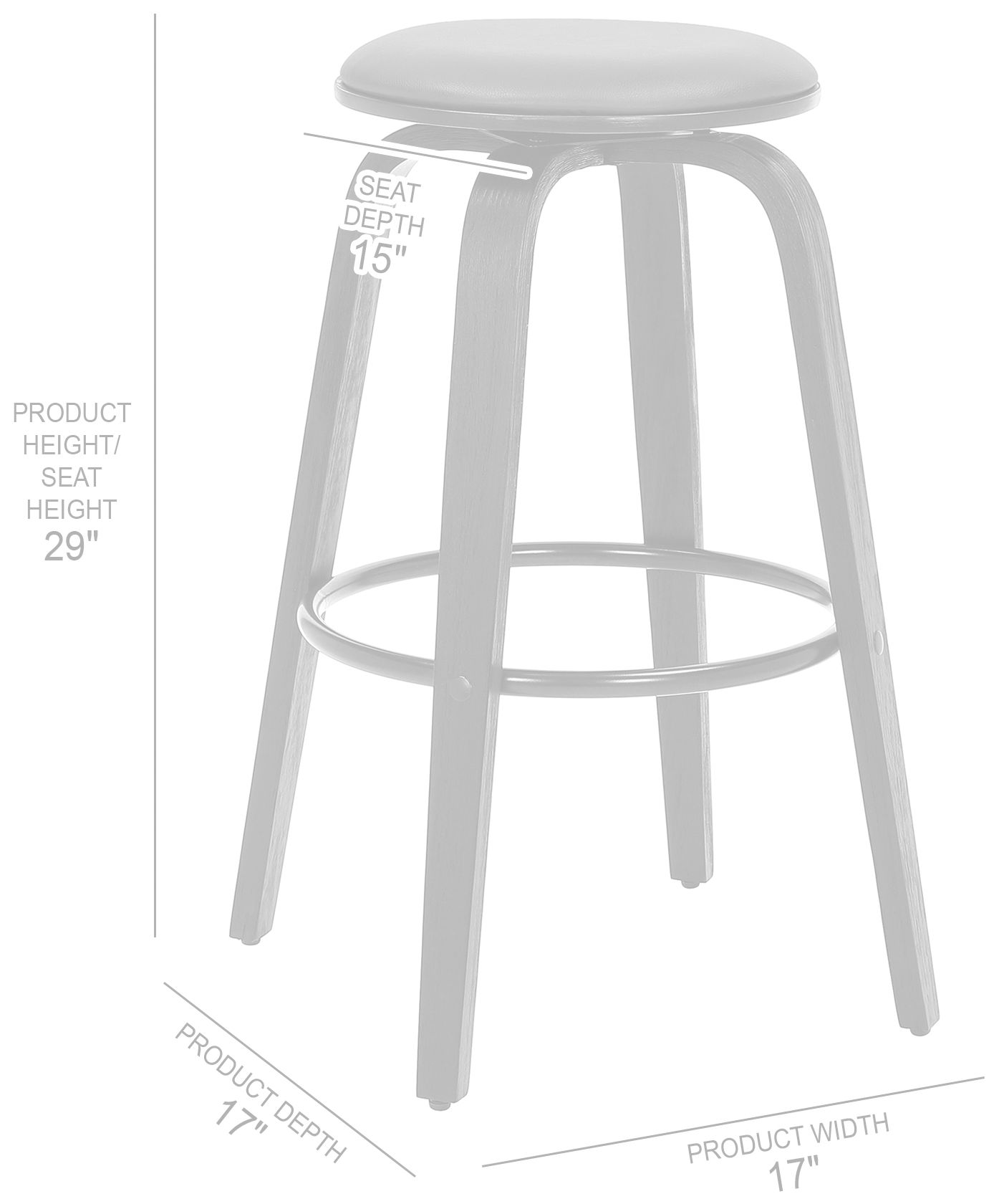 Harbor 29 in. Swivel Barstool in Chrome Finish, Gray Faux Leather