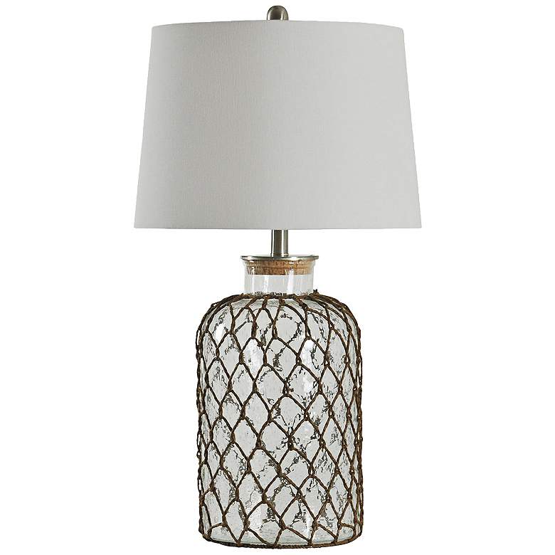 Image 2 Harbor 30 1/4 inch Seeded Clear Glass Coastal Table Lamp with Netting