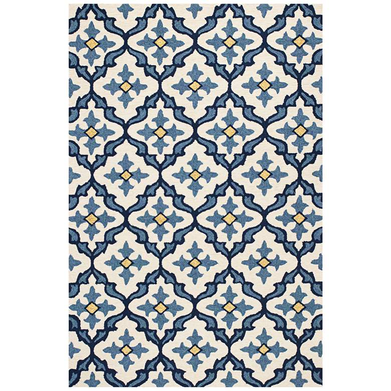 Image 1 Harbor 4210 5&#39;x7&#39;6 inch Ivory and Blue Mosaic Outdoor Area Rug