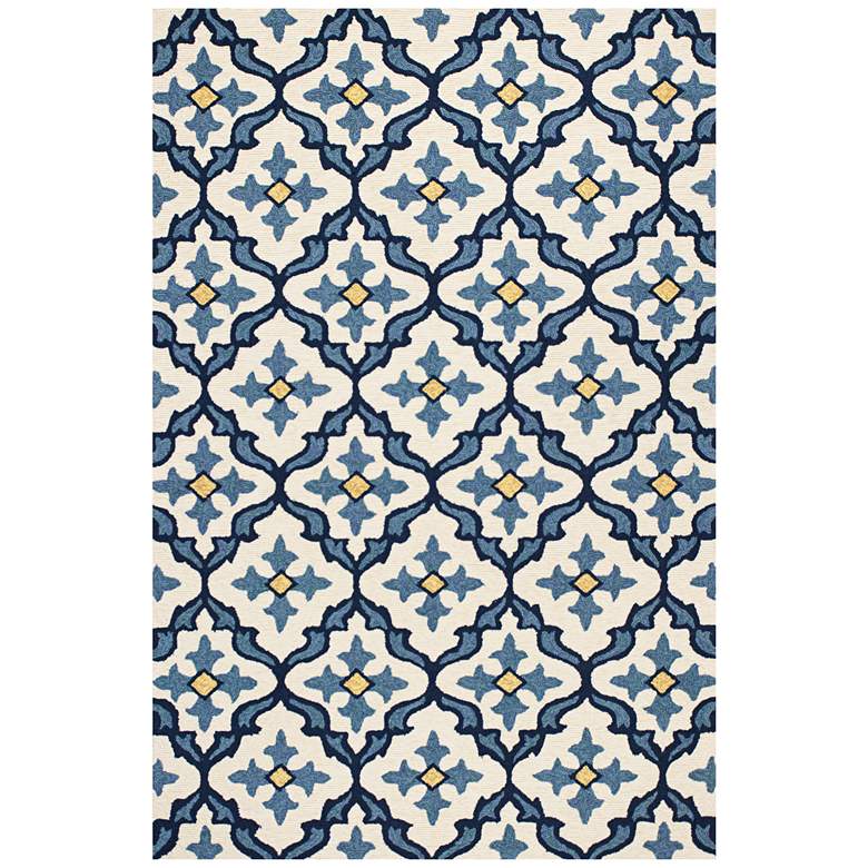 Image 1 Harbor 4210 5'x7'6" Ivory and Blue Mosaic Outdoor Area Rug