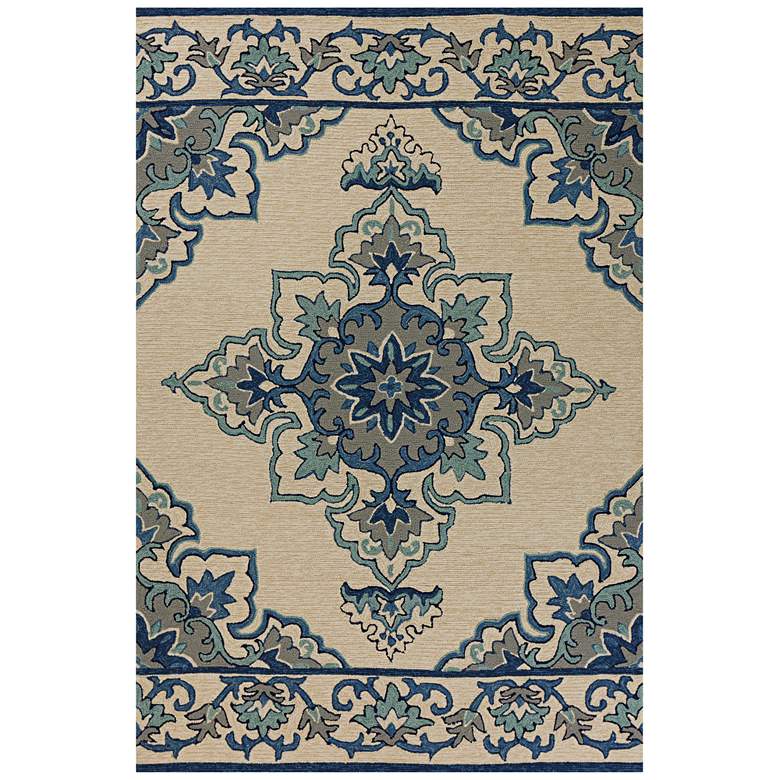 Image 1 Harbor 4238 5&#39;x7&#39;6 inch Ivory and Blue Serafina Outdoor Area Rug