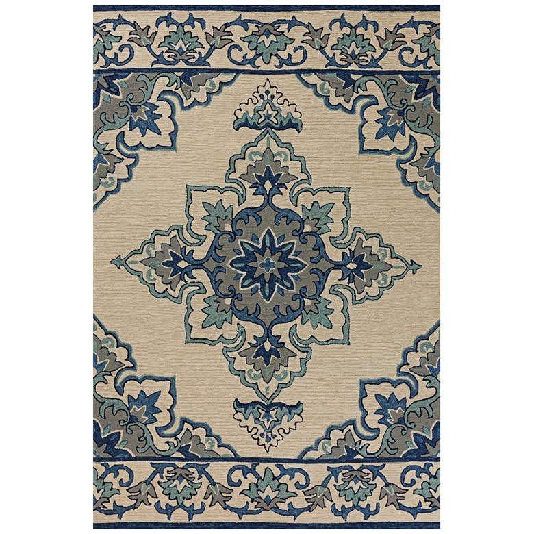 Image 1 Harbor 4238 5'x7'6" Ivory and Blue Serafina Outdoor Area Rug