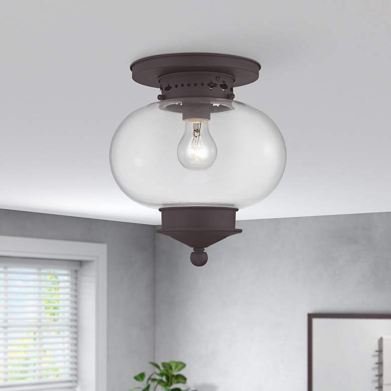 Image 1 Harbor 9.5-in W Bronze Flush Mount Light