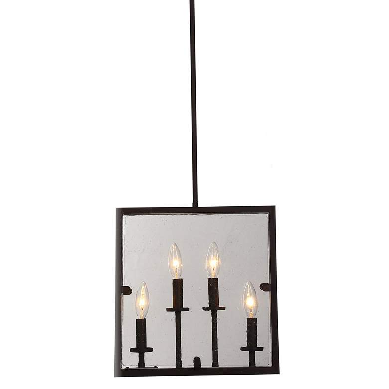 Image 1 Harbor Point 4-Light Oil Rubbed Bronze Metal and Striped Glass Pendant