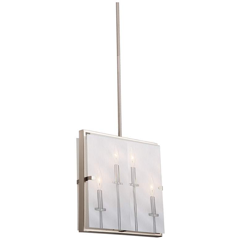 Image 1 Harbor Point 4-Light Satin Nickel Metal and Striped Glass Pendant