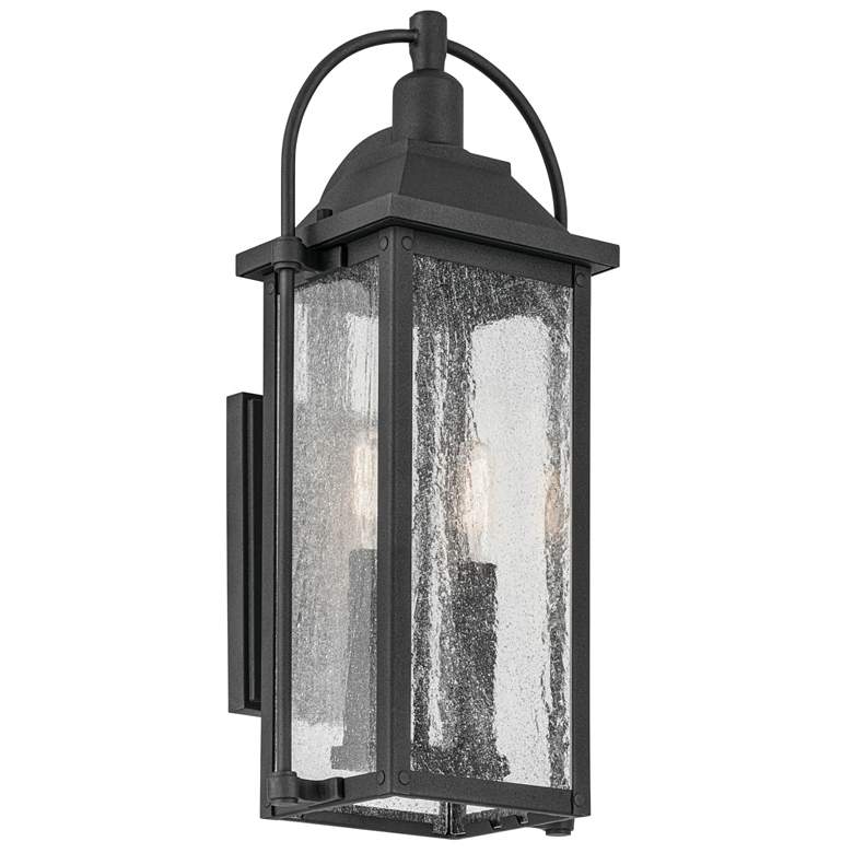 Image 1 Harbor Row 18 1/2" High Textured Black Outdoor Wall Light