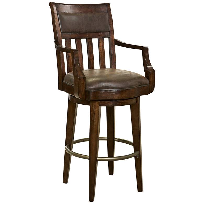 Image 1 Harbor Springs 30 1/2" Brown Faux Leather Swivel Barstool