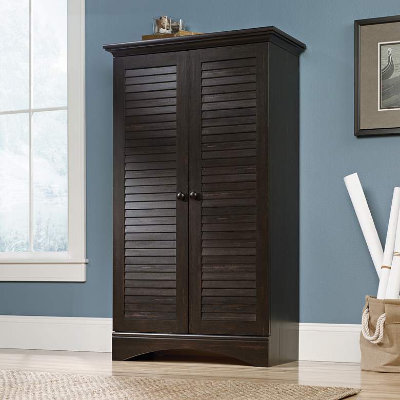Image 1 Harbor View 35 1/2"W Antiqued Paint 2-Door Storage Cabinet