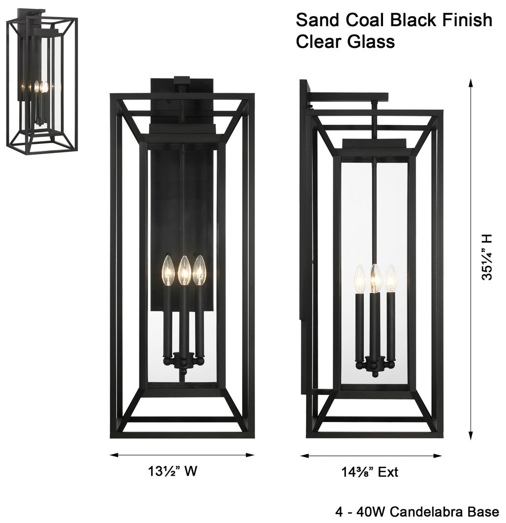 Harbor View 35 1/4"H Sand Coal 4-Light Outdoor Wall Light