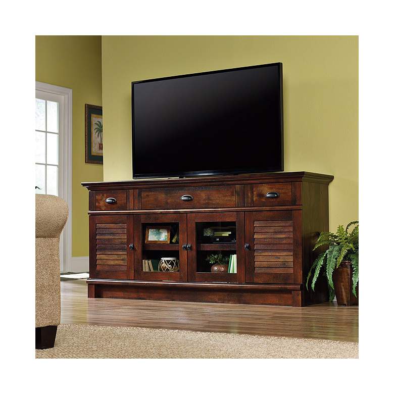 Image 1 Harbor View 71 1/4" Wide Cherry Finish Media Credenza