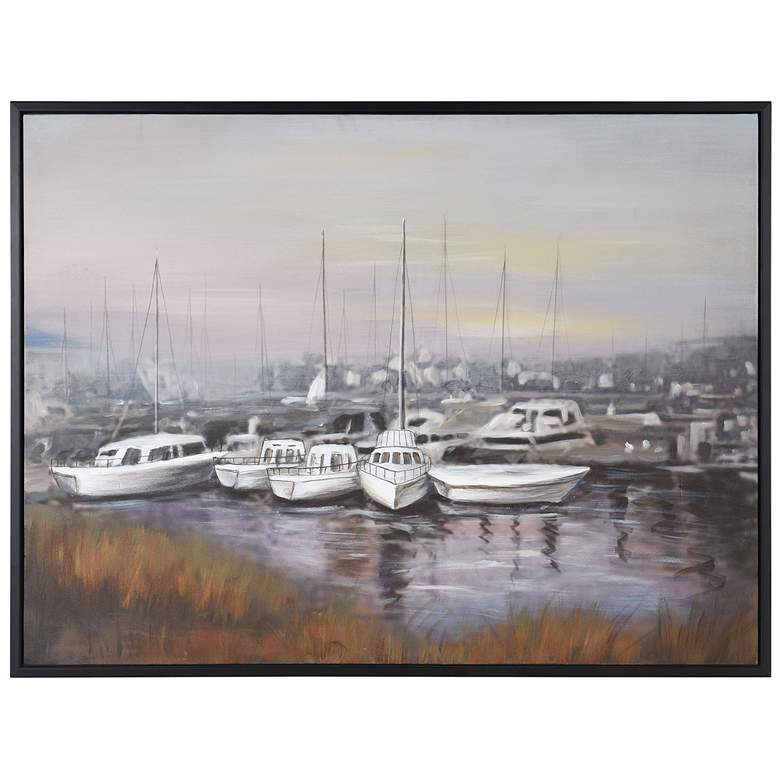 Image 1 Harbortown 49.74"W x 37.75"H Hand Painted Framed Canvas Wall Art