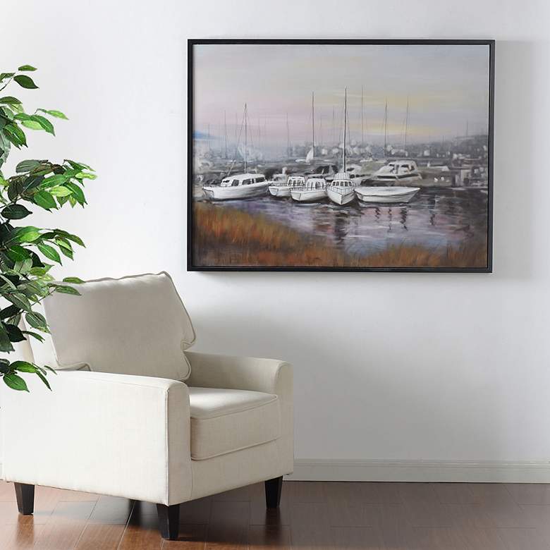 Image 6 Harbortown 49.74"W x 37.75"H Hand Painted Framed Canvas Wall Art more views