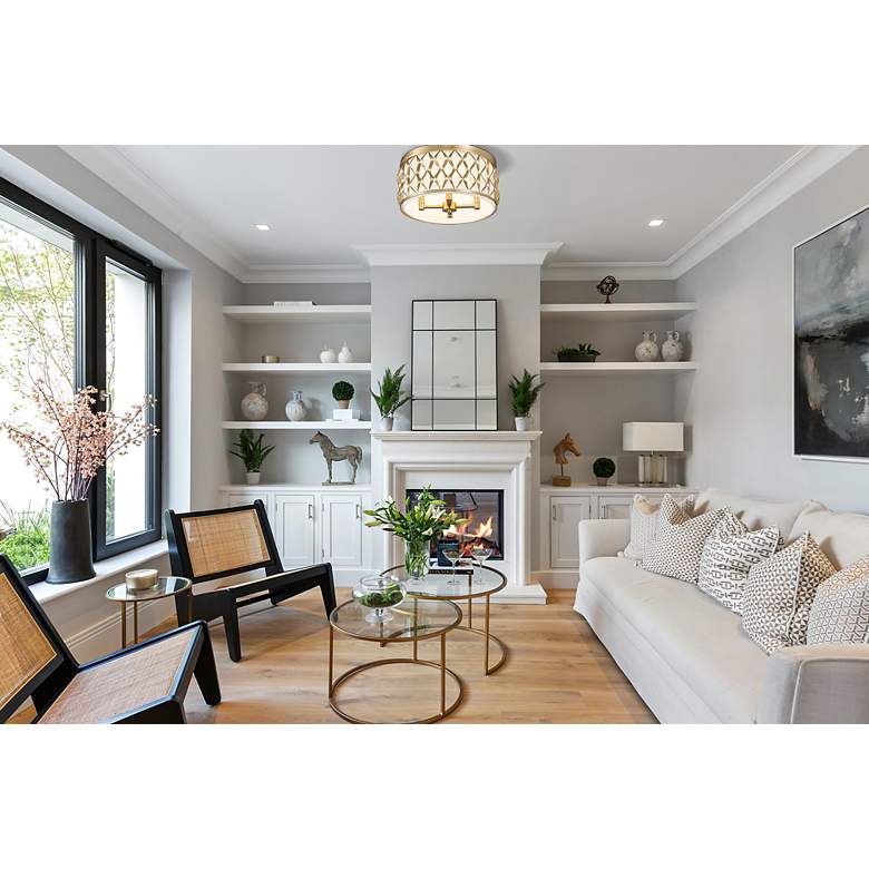 Image 3 Harden 16 1/4" Wide Modern Gold Drum Ceiling Light more views