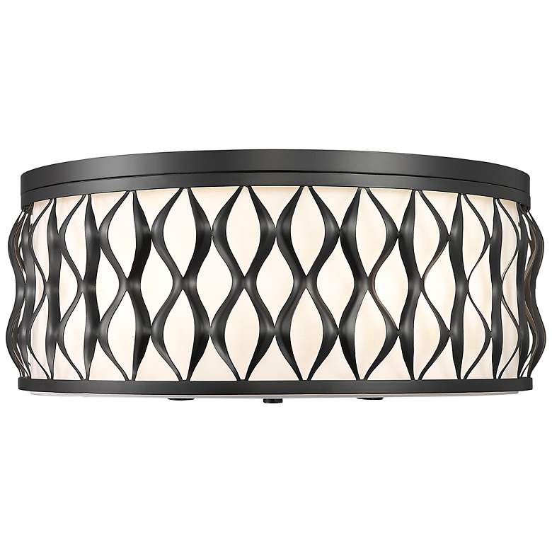Image 3 Harden 20 1/4" Wide Matte Black Drum Ceiling Light