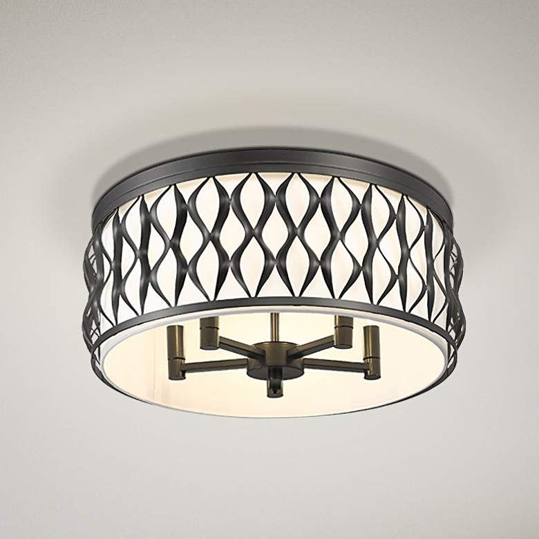 Image 2 Harden 20 1/4" Wide Matte Black Drum Ceiling Light
