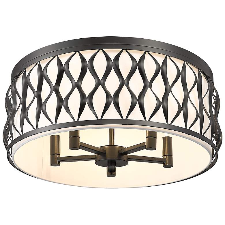 Image 6 Harden 20 1/4" Wide Matte Black Drum Ceiling Light more views