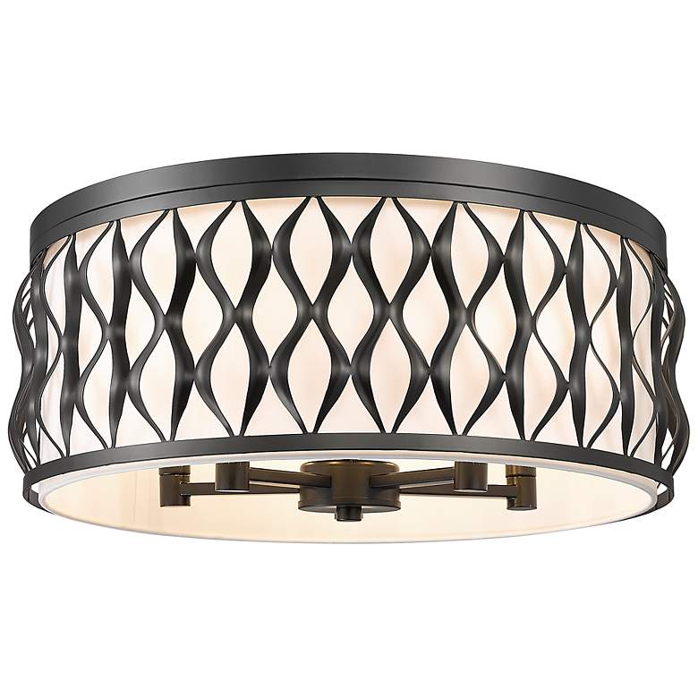 Image 7 Harden 20 1/4" Wide Matte Black Drum Ceiling Light more views