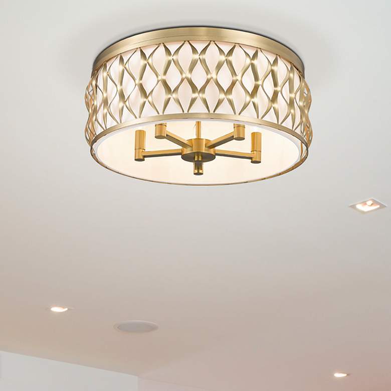 Image 1 Harden 20 1/4" Wide Modern Gold Drum Ceiling Light