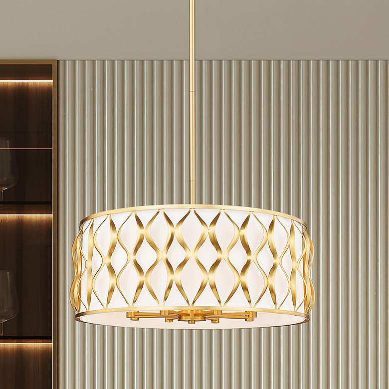 Image 1 Harden 26 1/4" Wide Modern Gold Drum Pendant Light